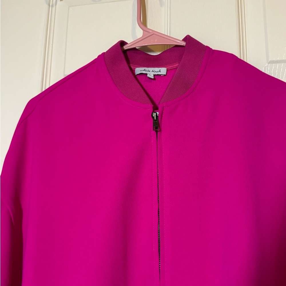 White Birch Vibrant Pink Zip-Up Blouse - Picture 2 of 6